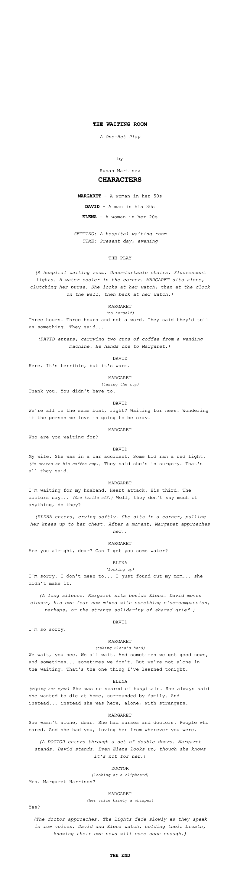 One act classic stage play script